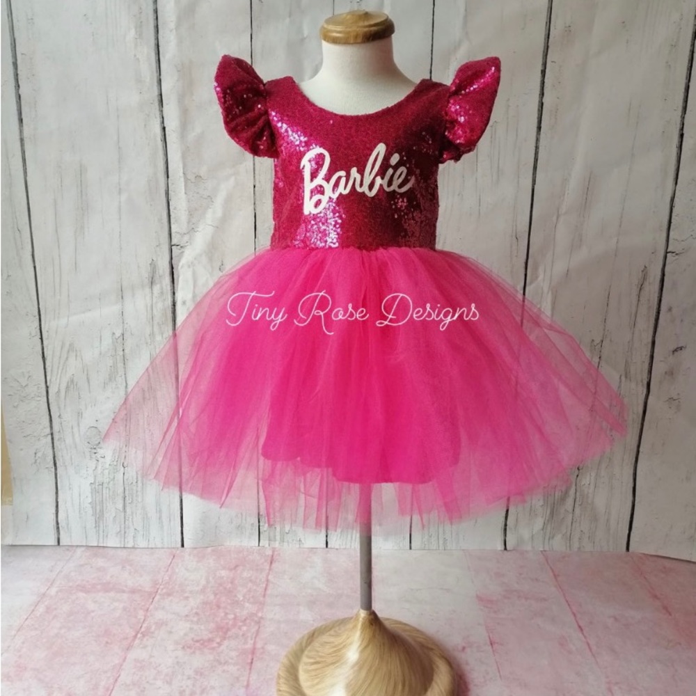 Barbie Dress for girls Size 1 and 6 Pink doll dress Pink Dress